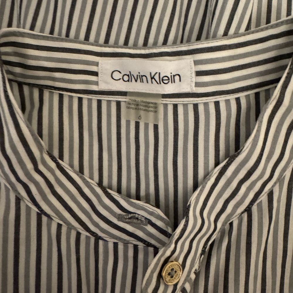 Calvin Klein Men's Black and White Striped Shirt